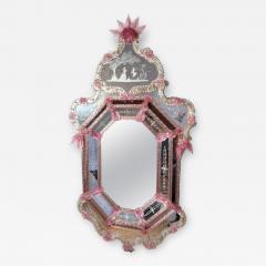 Venetian Pink Flower Murano Glass Mirror - 2237418