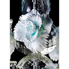 Venetian Romantic Floral Transparent and White Murano Glass Chandelier - 4566971
