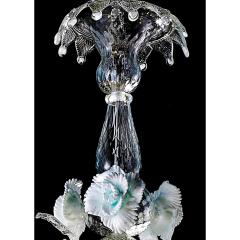 Venetian Romantic Floral Transparent and White Murano Glass Chandelier - 4566972
