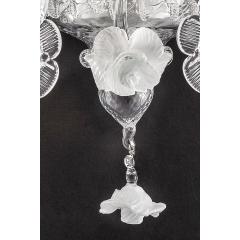 Venetian Romantic Floral Transparent and White Murano Glass Wall Sconce - 4566976