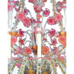 Venetian Romantic Transparent and Pink Floreal C Rezzonico Chandelier - 4566925