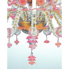 Venetian Romantic Transparent and Pink Floreal C Rezzonico Chandelier - 4566926