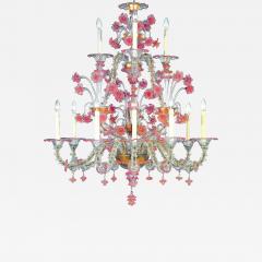 Venetian Romantic Transparent and Pink Floreal C Rezzonico Chandelier - 4567532
