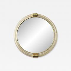 Venetian Round Torgiglione Torchon Murano Glass Wall Mirror in Barovier Style - 4352005