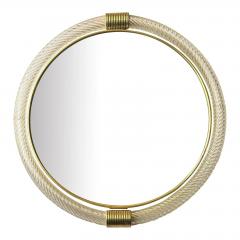 Venetian Round Torgiglione Torchon Murano Glass Wall Mirror in Barovier Style - 4602788