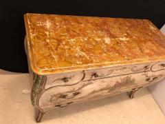 Venetian Scenic Bombe Chinoiserie Painted Commode with a Faux Marble Top - 1301353