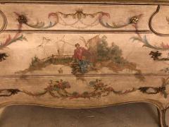 Venetian Scenic Bombe Chinoiserie Painted Commode with a Faux Marble Top - 1301355