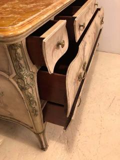 Venetian Scenic Bombe Chinoiserie Painted Commode with a Faux Marble Top - 1301356
