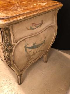 Venetian Scenic Bombe Chinoiserie Painted Commode with a Faux Marble Top - 1301361