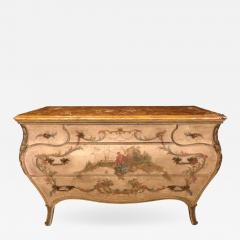 Venetian Scenic Bombe Chinoiserie Painted Commode with a Faux Marble Top - 1301661