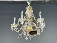 Venetian Style Large Chandeliers Brass Crystal Italy 1960s - 4469498