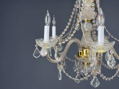 Venetian Style Large Chandeliers Brass Crystal Italy 1960s - 4469499