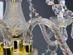 Venetian Style Large Chandeliers Brass Crystal Italy 1960s - 4469500