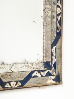 Venetian Style Mirror with Cobalt Glass Details - 4580796