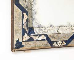 Venetian Style Mirror with Cobalt Glass Details - 4580797