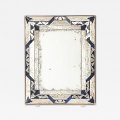 Venetian Style Mirror with Cobalt Glass Details - 4583695