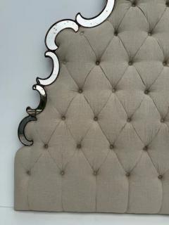 Venetian Style Tufted Mirrored Queen Headboard - 4131267