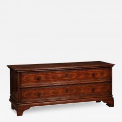 Venetian Walnut and Mahogany Blanket with with Marquetry D cor and Faux Drawers - 3600859