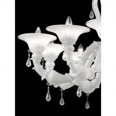 Venetian White Ca Rezzonico Chandelier With Transparent Little Drops - 4592343