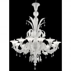 Venetian White Ca Rezzonico Chandelier With Transparent Little Drops - 4592345