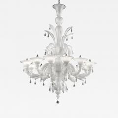Venetian White Ca Rezzonico Chandelier With Transparent Little Drops - 4592756