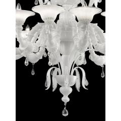 Venetian White Ca Rezzonico Murano Glass Chandelier With Transparent Drops - 4566920