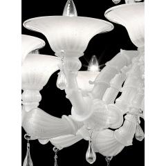 Venetian White Ca Rezzonico Murano Glass Chandelier With Transparent Drops - 4566923