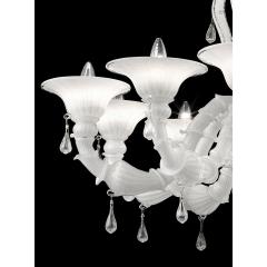 Venetian White Ca Rezzonico Murano Glass Chandelier With Transparent Drops - 4566924