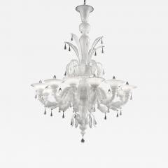 Venetian White Ca Rezzonico Murano Glass Chandelier With Transparent Drops - 4567526