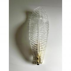 Venetian White Graniglia Leave Murano Glass Walls Sconce a Pair - 4567074