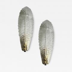 Venetian White Graniglia Leave Murano Glass Walls Sconce a Pair - 4569866