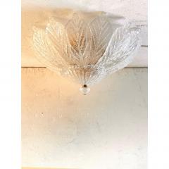 Venetian White Graniglia Leaves Murano Glass Flush Mount - 4567080