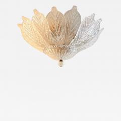 Venetian White Graniglia Leaves Murano Glass Flush Mount - 4569867