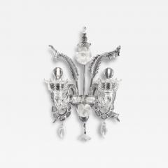 Venetian White and Transparent Floral Murano Glass Wall Sconce - 4634458