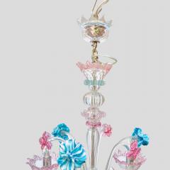 Venetian blown glass 3 arms with Multi color flower decor - 4648694