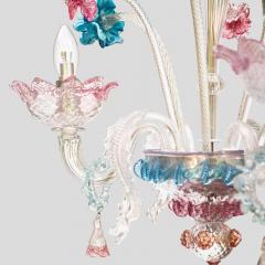 Venetian blown glass 3 arms with Multi color flower decor - 4648698