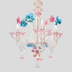 Venetian blown glass 3 arms with Multi color flower decor - 4648700