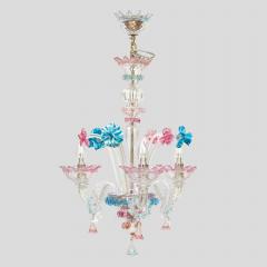 Venetian blown glass 3 arms with Multi color flower decor - 4649405