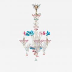 Venetian blown glass 3 arms with Multi color flower decor - 4649406