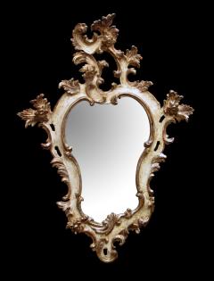 Venetian rococo revival ivory painted and parcel gilt cartouche shaped mirror - 719173