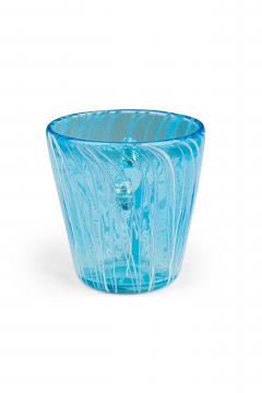 Venini Disaronno Italian Mid Century Hand Blown Blue Striped Glass Ice Bucket - 4673718