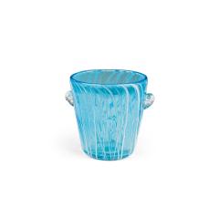 Venini Disaronno Italian Mid Century Hand Blown Blue Striped Glass Ice Bucket - 4721093