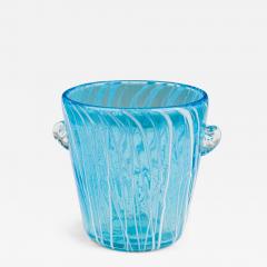 Venini Disaronno Italian Mid Century Hand Blown Blue Striped Glass Ice Bucket - 4721105