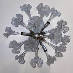 Venini Manufacture Mid Century Flush Mounted Sputnik Chandelier with Murano Glass Flowers - 4207319