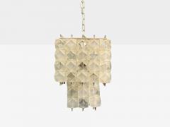 Venini Poliedri Faceted Glass Metal Geometric Chandelier Italy 1950s - 4216408