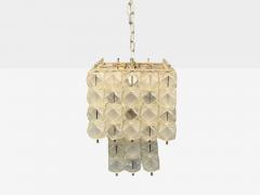 Venini Poliedri Faceted Glass Metal Geometric Chandelier Italy 1950s - 4216409