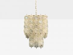Venini Poliedri Faceted Glass Metal Geometric Chandelier Italy 1950s - 4216410