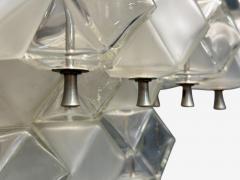Venini Poliedri Faceted Glass Metal Geometric Chandelier Italy 1950s - 4216412