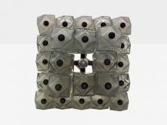 Venini Poliedri Faceted Glass Metal Geometric Chandelier Italy 1950s - 4216413