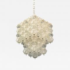 Venini Poliedri Faceted Glass Metal Geometric Chandelier Italy 1950s - 4217360